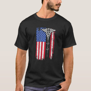 Camiseta Enfermeira Patriótica de Bandeira Americana Enferm