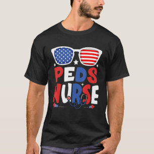 Camiseta Enfermeira Patriótica de Peds 4 De Julho Americano