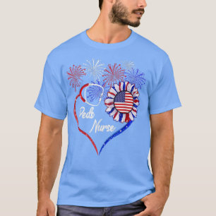 Camiseta Enfermeira Patriótica de Peds 4 De Julho EUA Bande