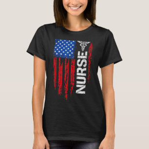 Camiseta Enfermeira Patriótica Orgulho Médico Bandeira Amer