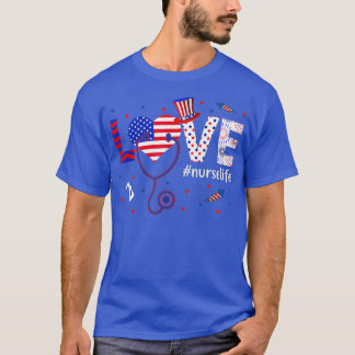Camiseta Enfermeira Patriótica Vida 4 de julho Dia da Bande
