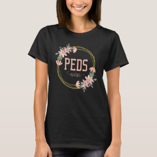 Camiseta Enfermeira Pediátrica Peds Flor Profissão de Enfer