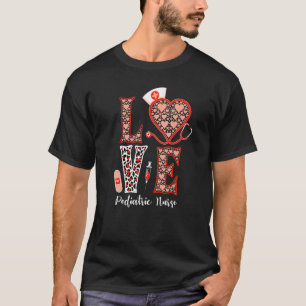Camiseta Enfermeira Pediátrica Stethoscope Heart Leopardo F