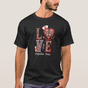 Camiseta Enfermeira Pediátrica Stethoscope Heart Leopardo F