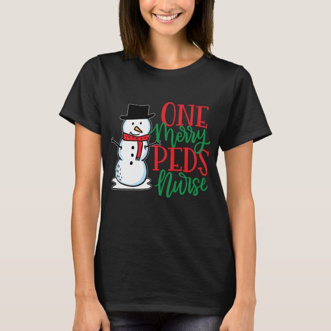 Camiseta Enfermeira PEDS de Natal Bonita - Nurs Pediátricos (Frente)