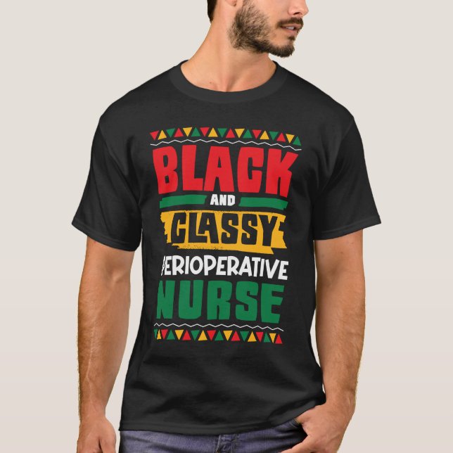 Camiseta Enfermeira Perioperatória Preta e Sofisticada Amer (Frente)