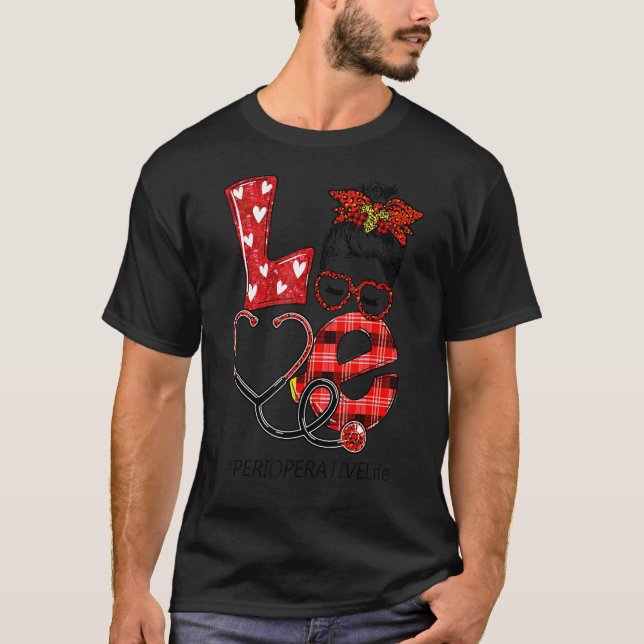 Camiseta Enfermeira Perioperatória Xadrez Leopard Amor Cora (Frente)
