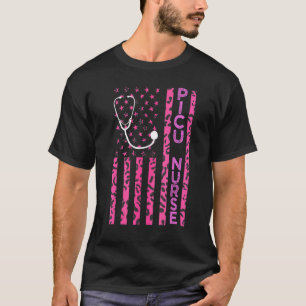 Camiseta Enfermeira Picu Estampa de Leopardo Rosa Bandeira