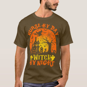 Camiseta Enfermeira Por Bruxa Noturna De Halloween Retro Su