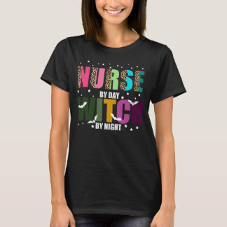 Camiseta Enfermeira por dia, Bruxa pela noite: Impressão Le