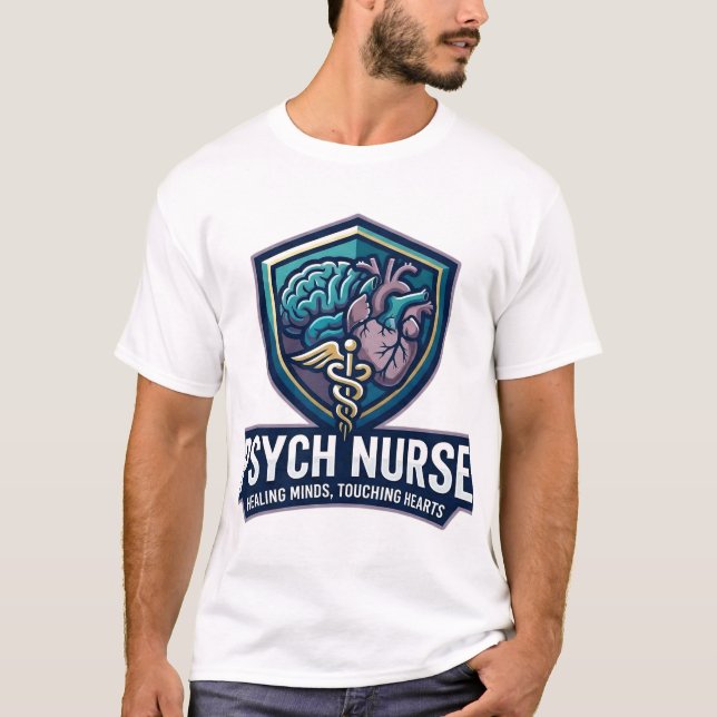 Camiseta Enfermeira Psiquiátrica Curando Mentes Tocando Cor (Frente)