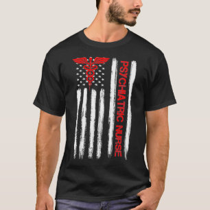 Camiseta Enfermeira Psiquiátrica Flag American RN Mental He