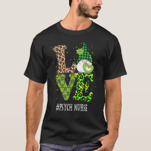 Camiseta Enfermeira Psych Amor Dia de São Patrício Gnomo Le