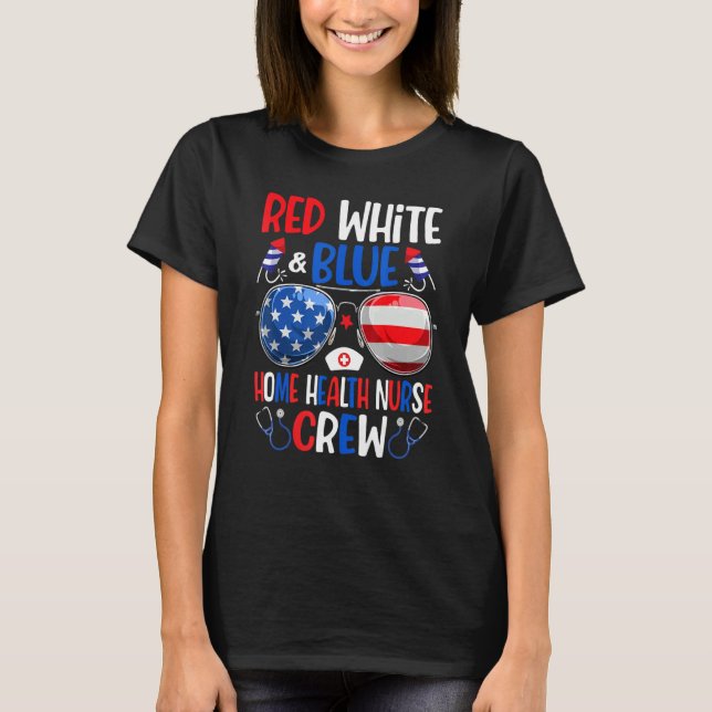 Camiseta Enfermeira Red White Blue Health Enfermeira Feliz  (Frente)