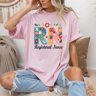 Camiseta Enfermeira Registrada Boho Floral Gift para Enferm