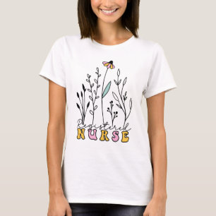 Camiseta Enfermeira Registrada de Flores Selvagens