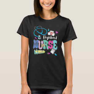 Camiseta Enfermeira Registrada Estetoscópio de Vida Flores