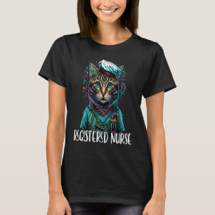 Camiseta Enfermeira Registrada RN Gato Fofo Colorido Enferm