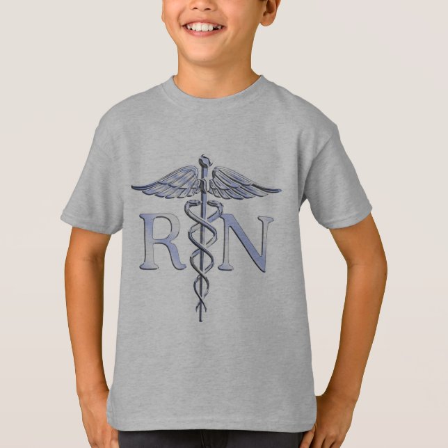 Camiseta Enfermeira Registrada RN Silver Caduceus Cobra Pre (Frente)