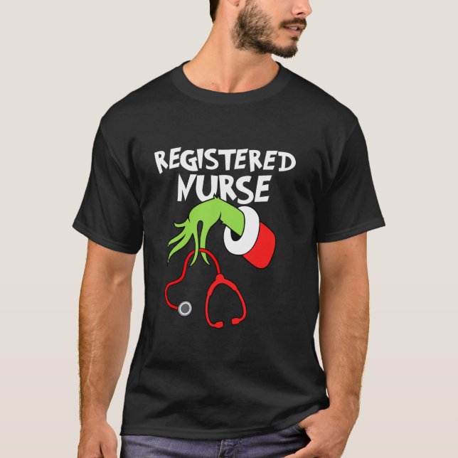 Camiseta Enfermeira registrada Stethoscope Papais noeis Nat (Frente)
