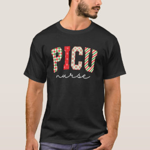 Camiseta Enfermeira Retro de Natal PICU Enfermeira de UTI P