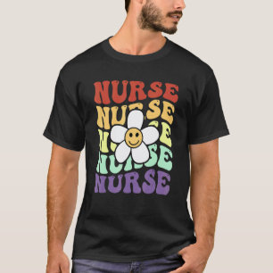 Camiseta Enfermeira Retrô Girassol Sorriso Face Colorido Di