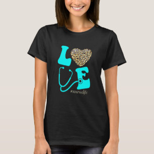 Camiseta Enfermeira Rn Lpn Cna School Cheetah Heart Leopard