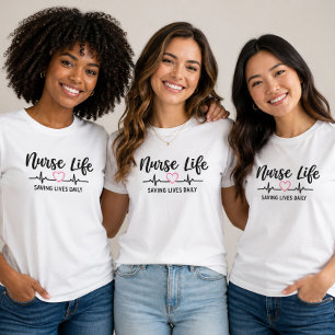 Camiseta Enfermeira Salvando Vidas Diário Gráfico