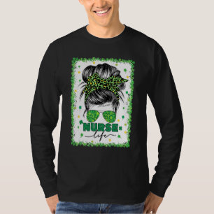 Camiseta Enfermeira Sangrenta Mensagem Bun Leopard Rua Patr