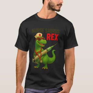 Camiseta Enfermeira Saurus T-Rex Dinossauro Engraçado RN Hu