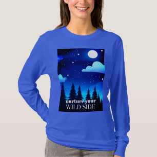Camiseta Enfermeira seu lado selvagem - Lua. Estrelas e Pin