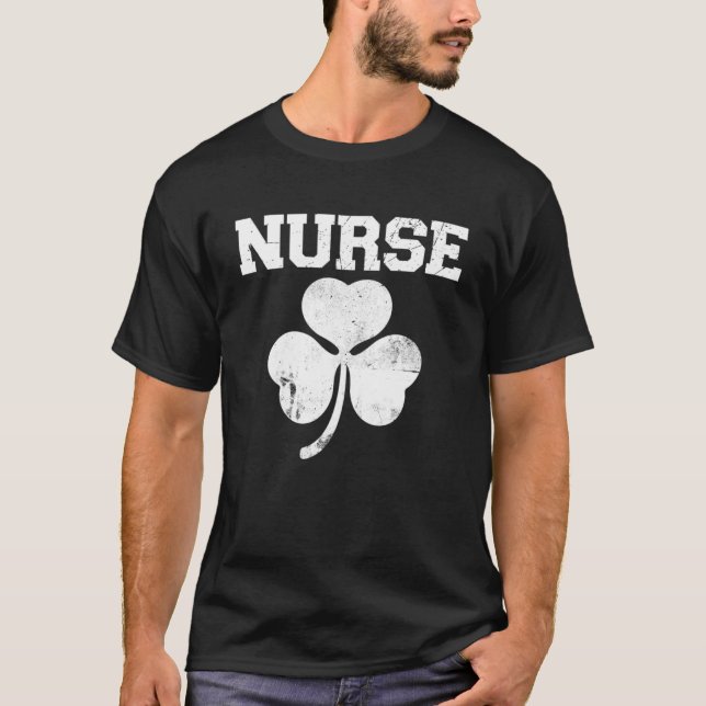 Camiseta Enfermeira Shamrock Stethoscope Saint Patrick's Da (Frente)