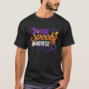 Camiseta Enfermeira Spooky Halloween RN Bruxa Bruxa Ghost T