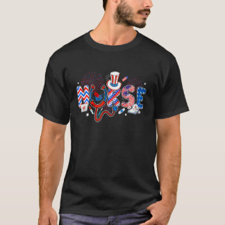Camiseta Enfermeira Stethoscope Bandeira Americana 4 de Jul