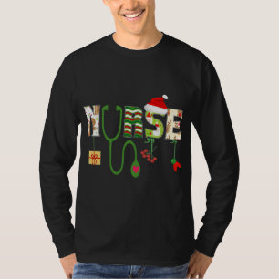 Camiseta Enfermeira Stethoscope Enfermeira de Natal Saúde M