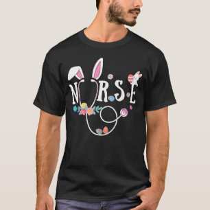Camiseta Enfermeira Stethoscope Enfermeira Páscoa Coelhinh