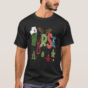 Camiseta Enfermeira Stethoscope Papais noeis de Natal Decor