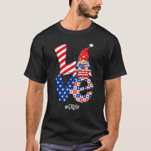Camiseta Enfermeira Stethoscope Patriótico Amor Er Vida 4 D
