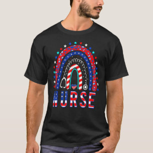 Camiseta Enfermeira Stethoscope Rainbow American Memorial D