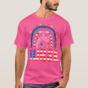 Camiseta Enfermeira Stethoscope Rainbow Memorial Day 4 de j