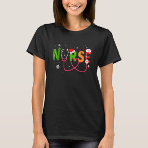 Camiseta Enfermeira Stethoscope Reindeer Natal Saúde Fofa W