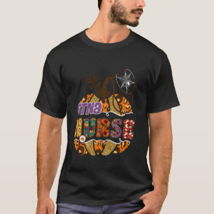 Camiseta Enfermeira STNA Enfermagem Halloween Abóbora Leopa