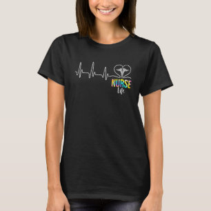 Camiseta Enfermeira Tie Dye Life Heartbeat Enfermeira Seman
