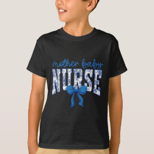 Camiseta Enfermeira Toile Laço Azul Coquette Mãe Bebê Enfer