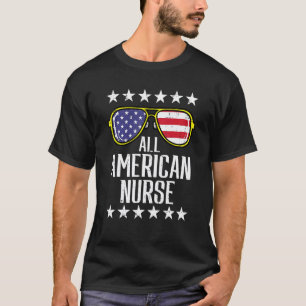 Camiseta Enfermeira totalmente Americana Scrub Dia da Memór