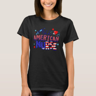 Camiseta Enfermeira totalmente Americana Scrub Dia da Memór