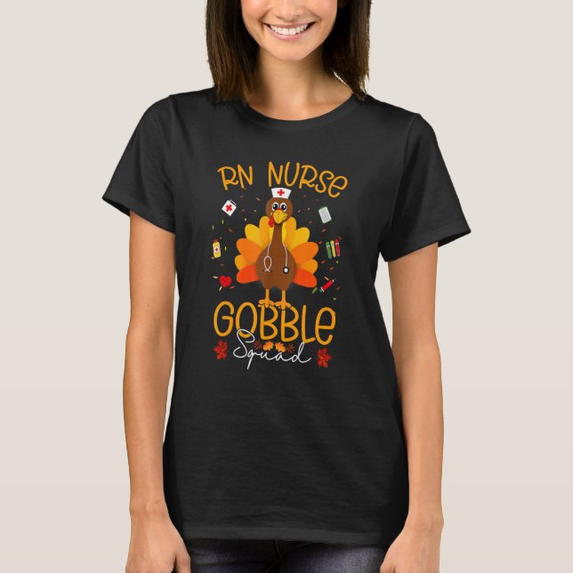 Camiseta Enfermeira Turquia Gobble Squad Rn Fnp Er Obrigado (Frente)