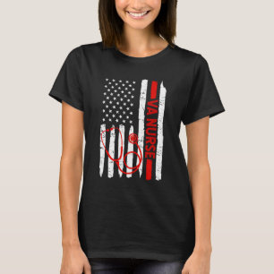 Camiseta Enfermeira VA Americana Stethoscope Legal História