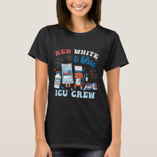 Camiseta Enfermeira Vermelha Azul Icu Enfermeiro 4 de julho