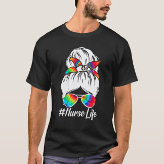 Camiseta Enfermeira Vida Equipe de Enfermeira Cabelo Desarr